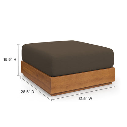 Tahoe Outdoor Patio Acacia Wood Ottoman by Modway