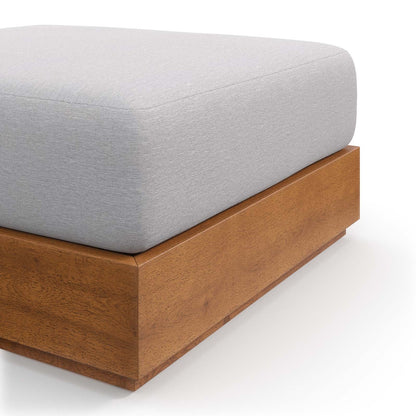 Tahoe Outdoor Patio Acacia Wood Ottoman By HouseBean