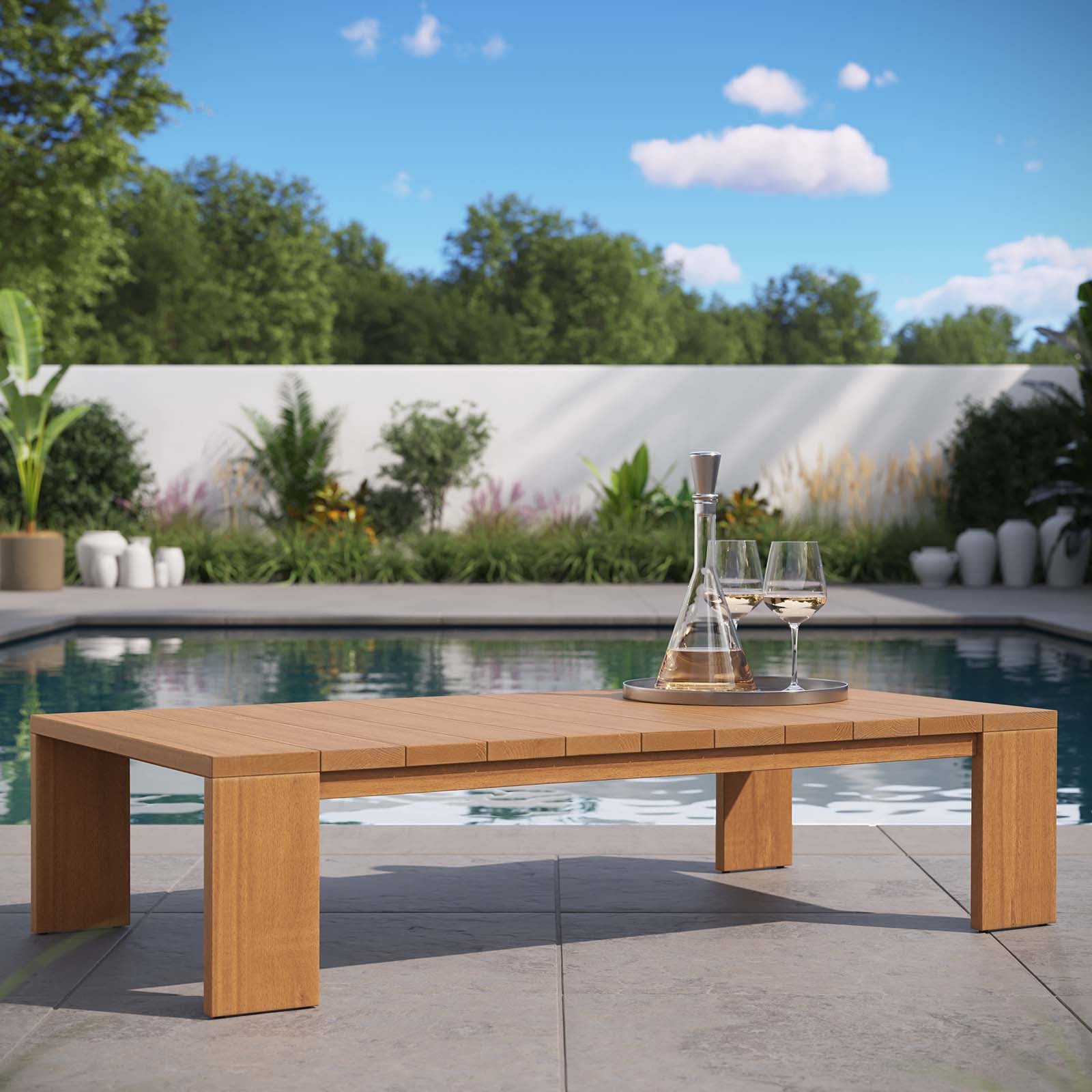 Tahoe Outdoor Patio Acacia Wood Coffee Table By HouseBean