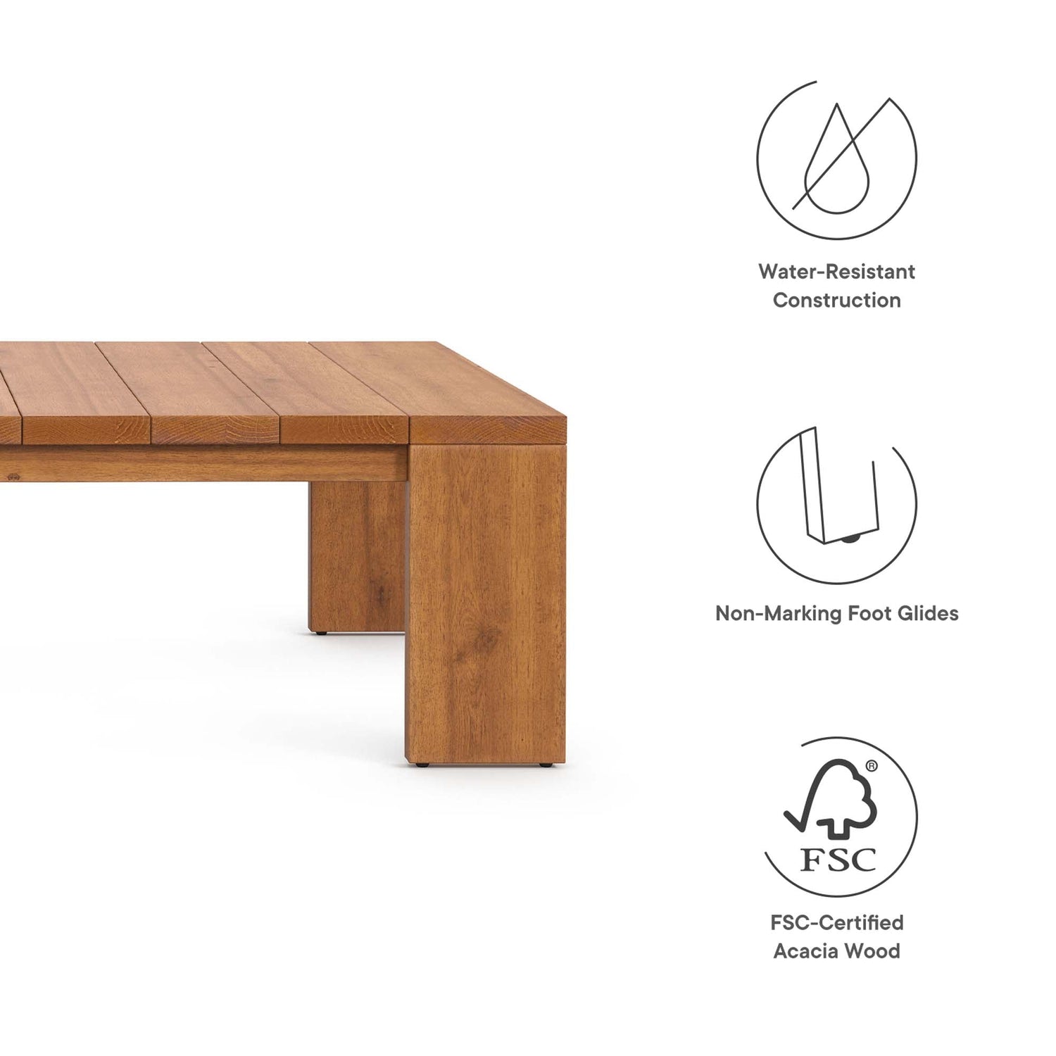 Tahoe Outdoor Patio Acacia Wood Coffee Table by Modway