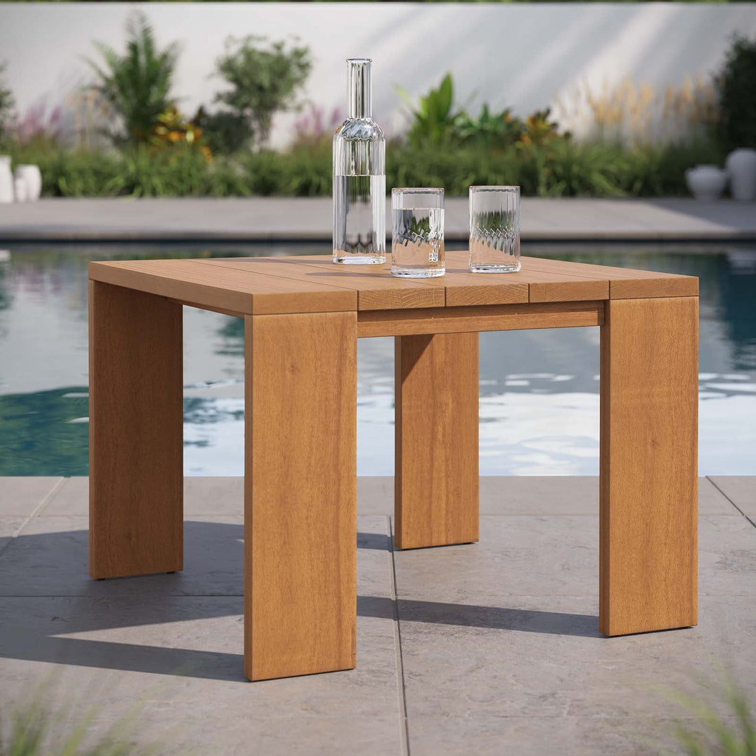 Tahoe Outdoor Patio Acacia Wood Side Table By HouseBean