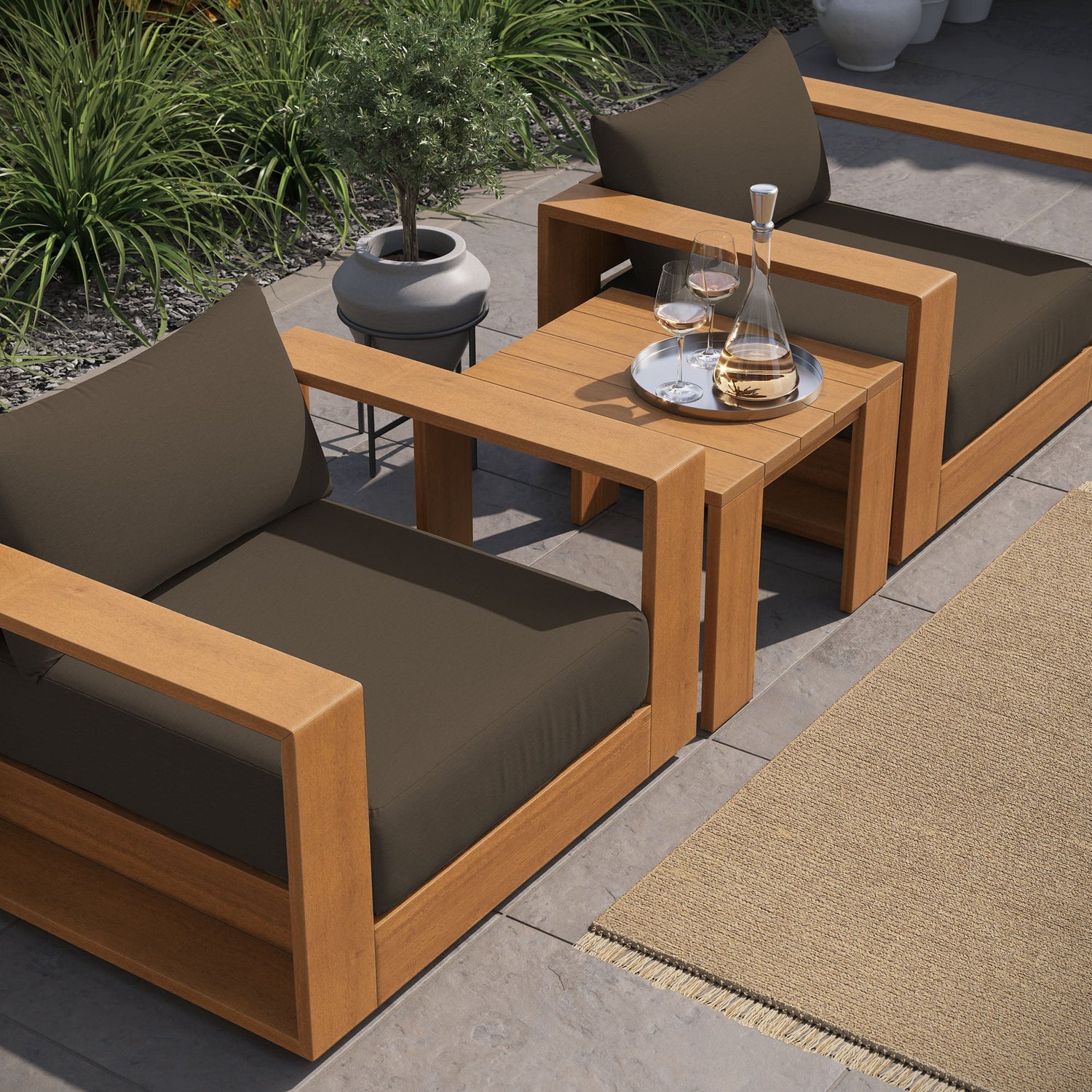 Tahoe 3-Piece Outdoor Patio Acacia Wood Furniture Set by Modway