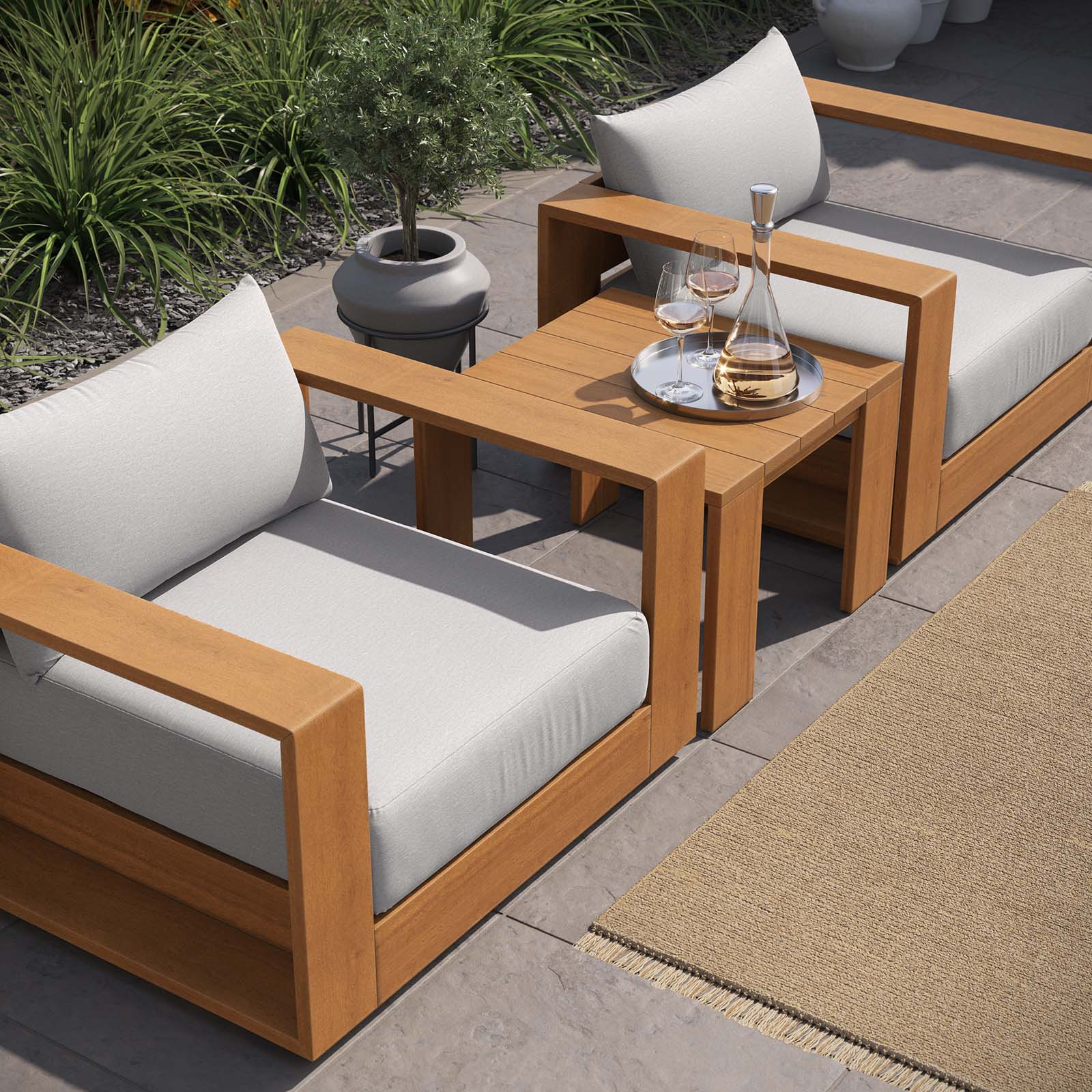 Tahoe Outdoor Patio Acacia Wood 3-Piece Furniture Set By HouseBean