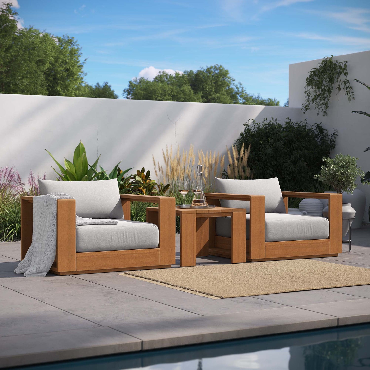 Tahoe 3-Piece Outdoor Patio Acacia Wood Furniture Set by Modway