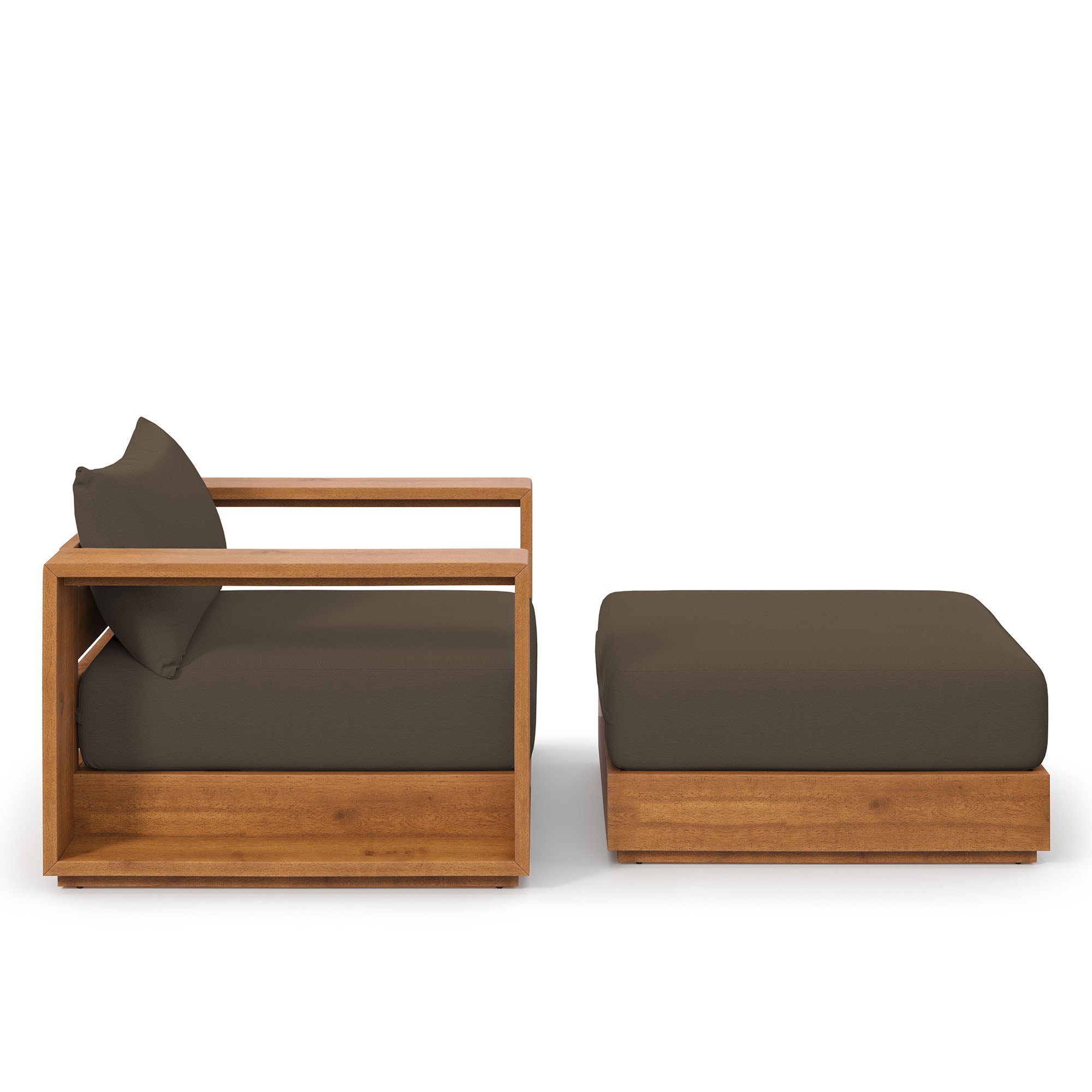Tahoe 2-Piece Outdoor Patio Acacia Wood Armchair and Ottoman Set by Modway