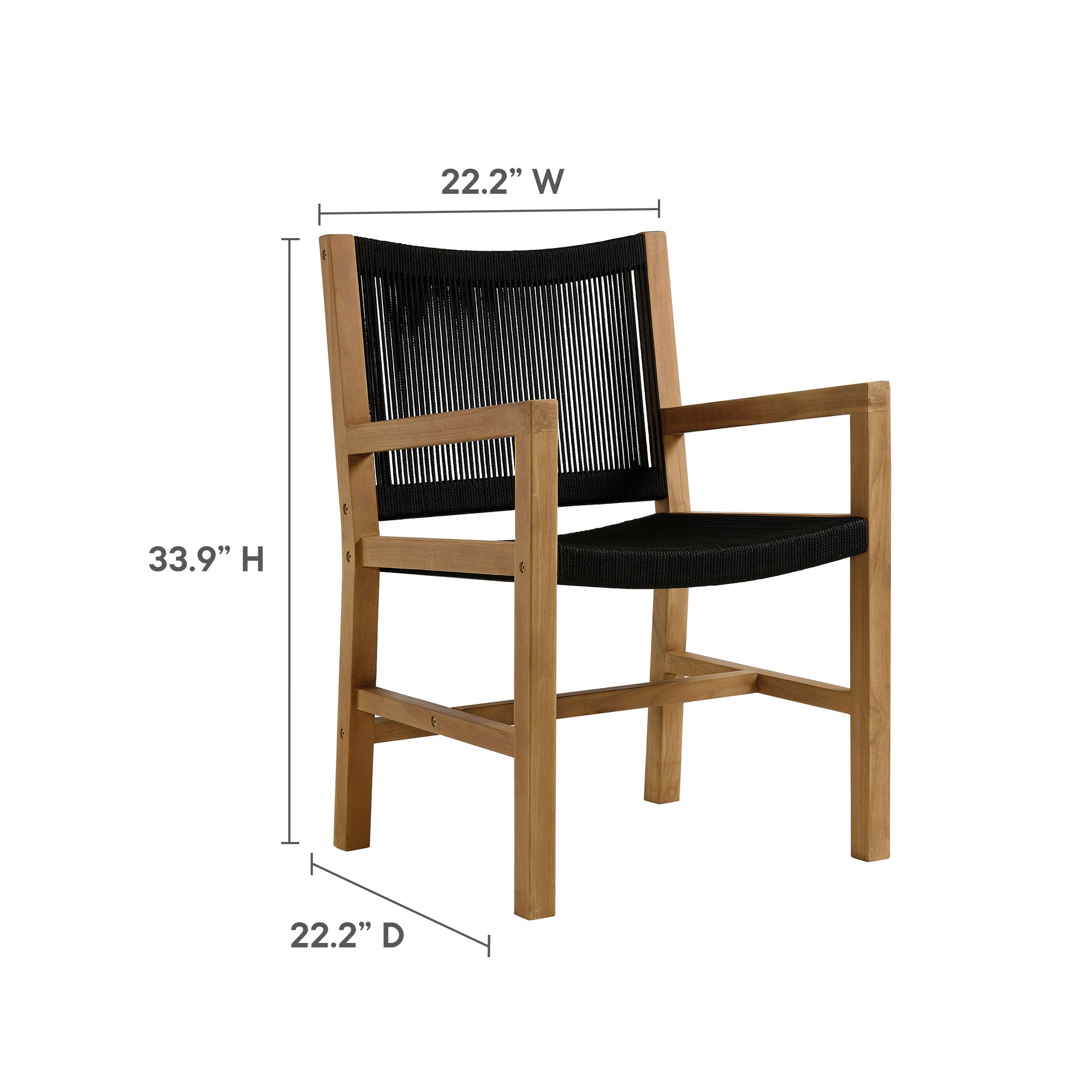 Vienna Outdoor Patio Teak and Rope Dining Armchairs Set of 2 By HouseBean