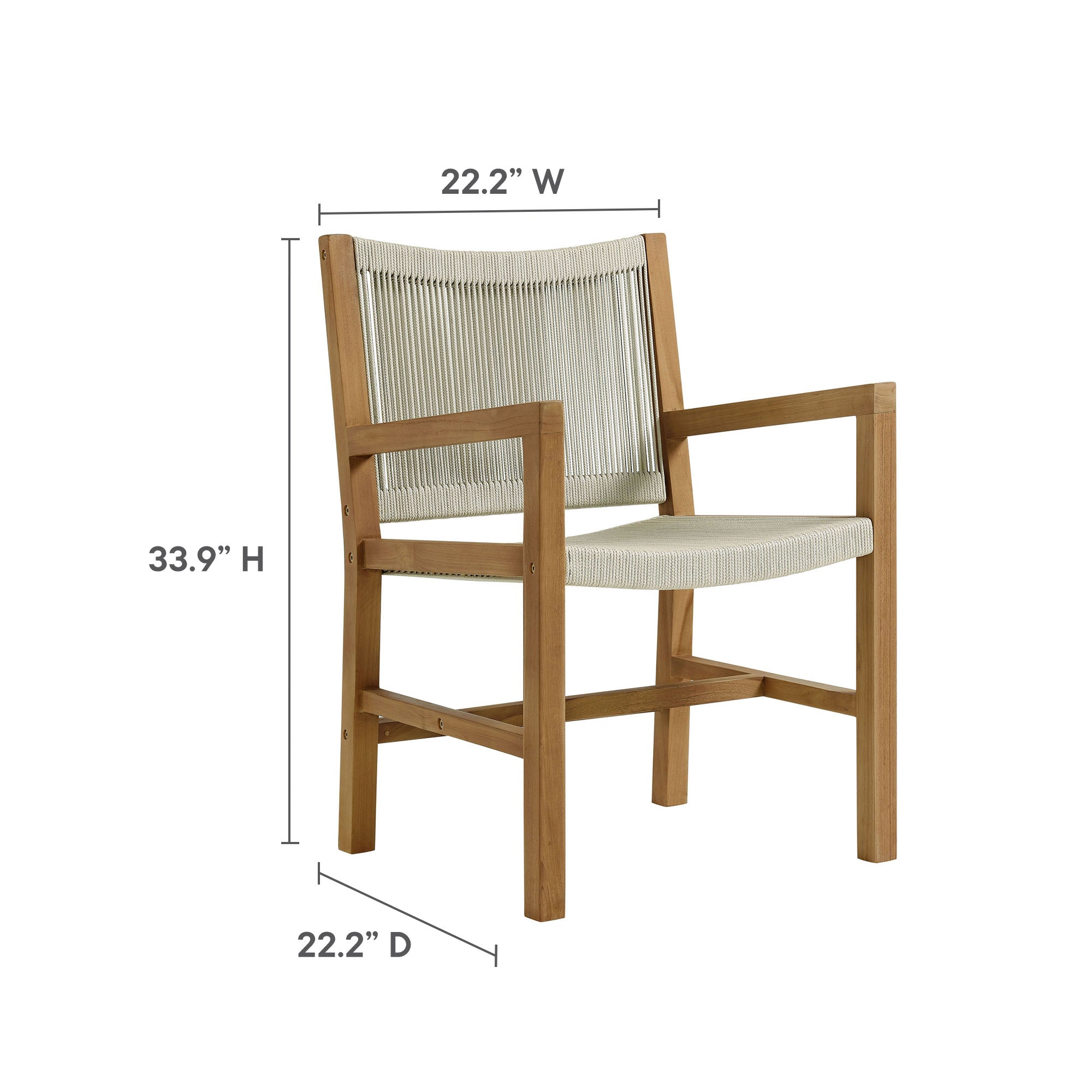 Vienna Outdoor Patio Teak and Rope Dining Armchairs Set of 2 By HouseBean