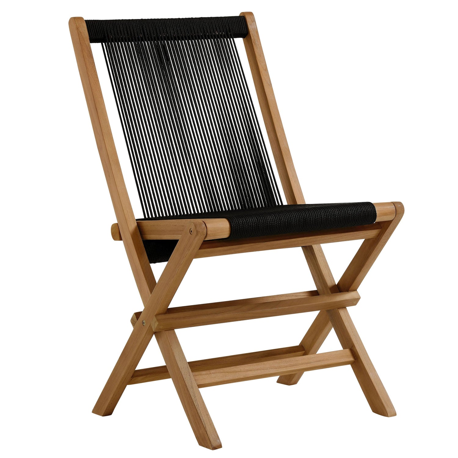 Vienna 2-Piece Outdoor Patio Teak and Rope Folding Accent Lounge Chair and Ottoman Set by Modway