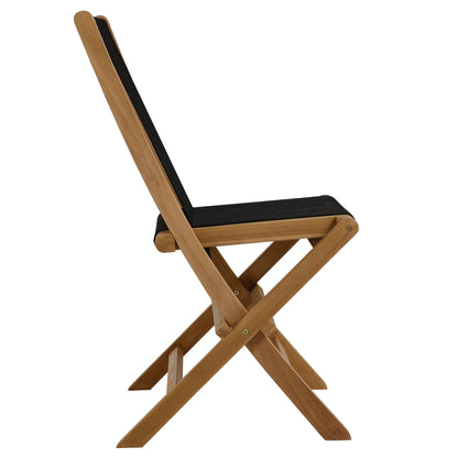 Vienna Outdoor Patio Teak and Rope Folding Chairs Set of 4 By HouseBean