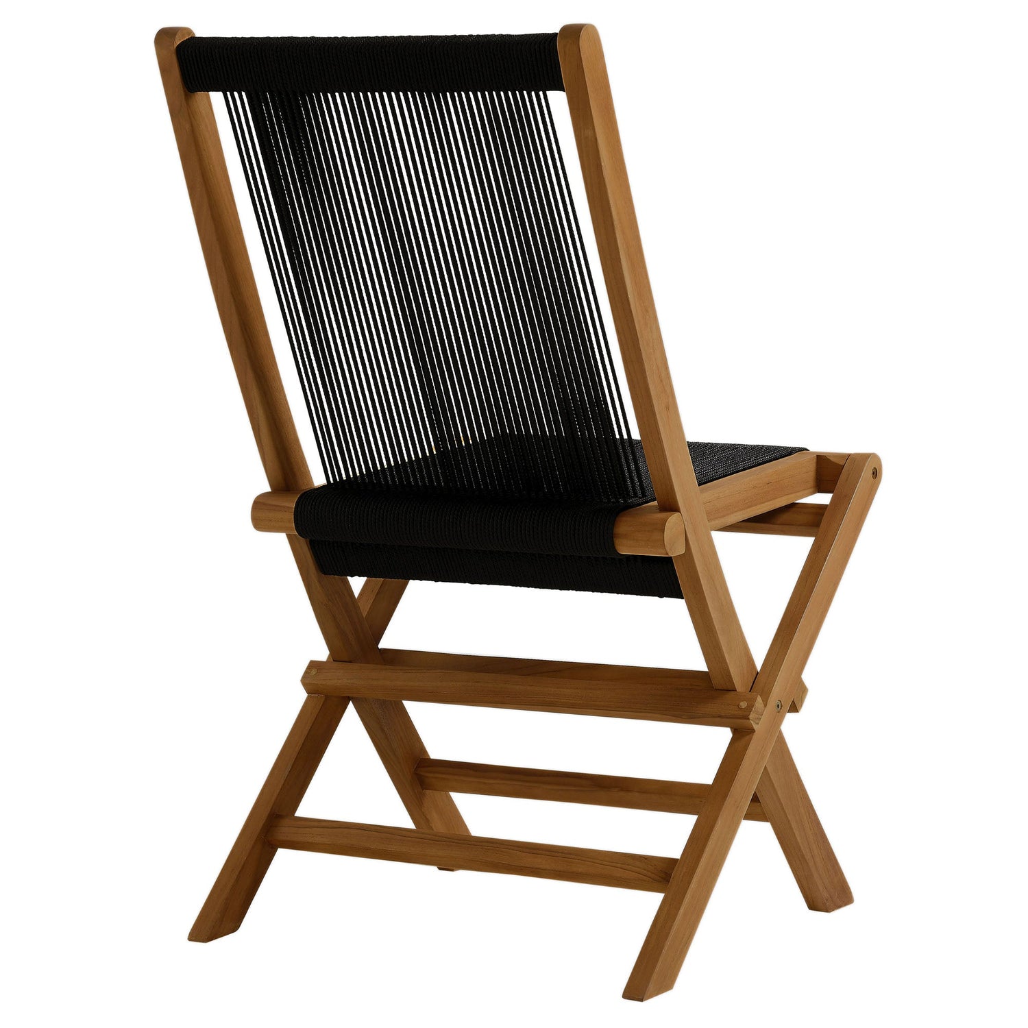 Vienna Outdoor Patio Teak and Rope Folding Chairs Set of 4 By HouseBean