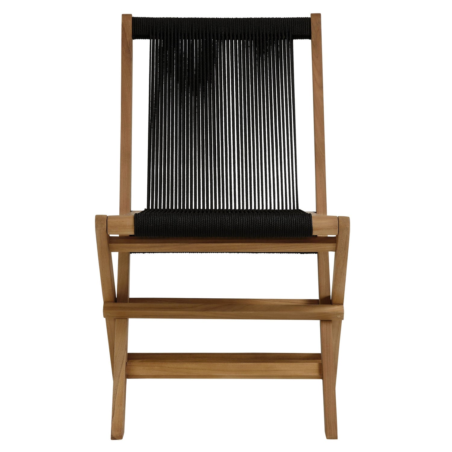 Vienna 2-Piece Outdoor Patio Teak and Rope Folding Accent Lounge Chair and Ottoman Set by Modway