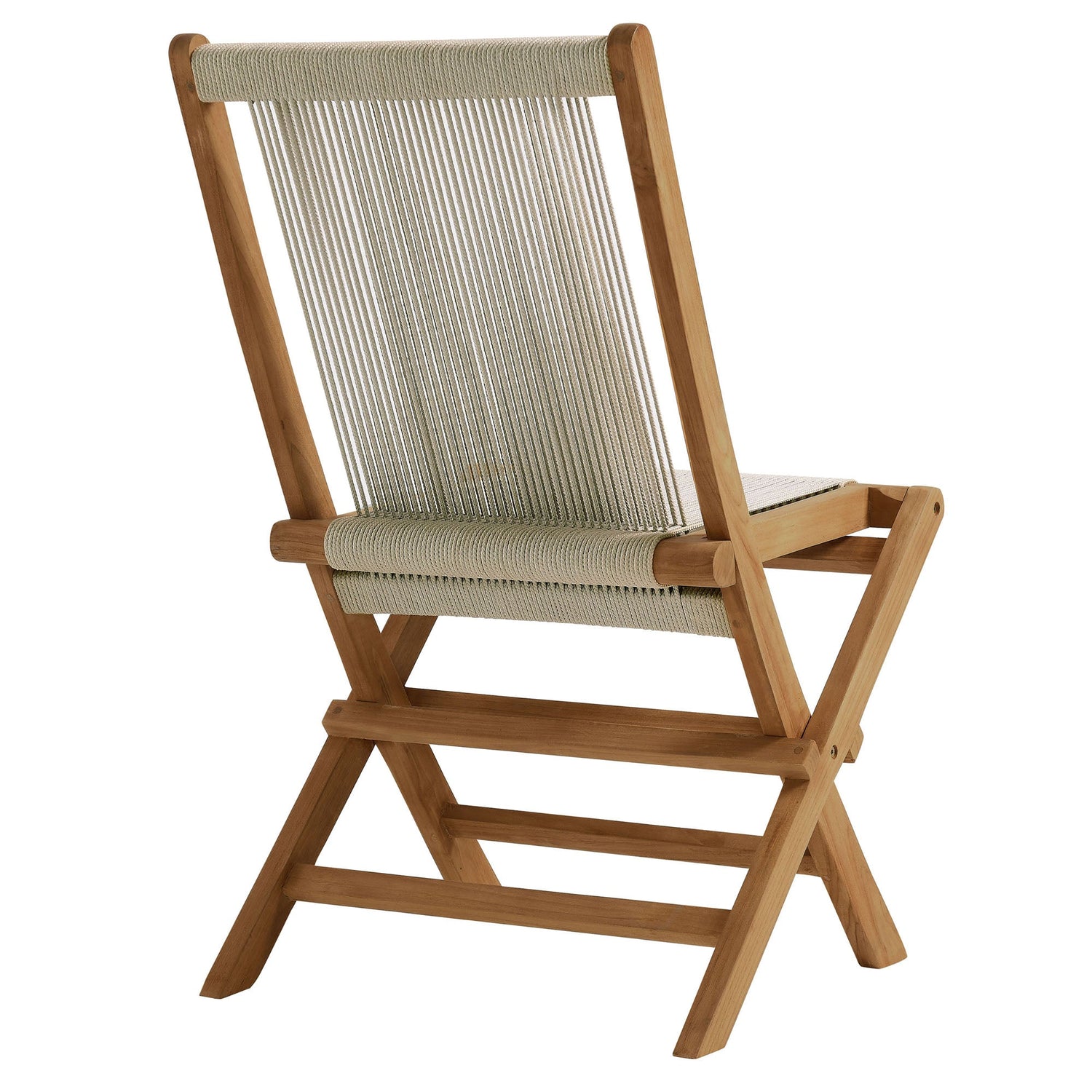 Vienna Outdoor Patio Teak and Rope Folding Chairs Set of 4 By HouseBean