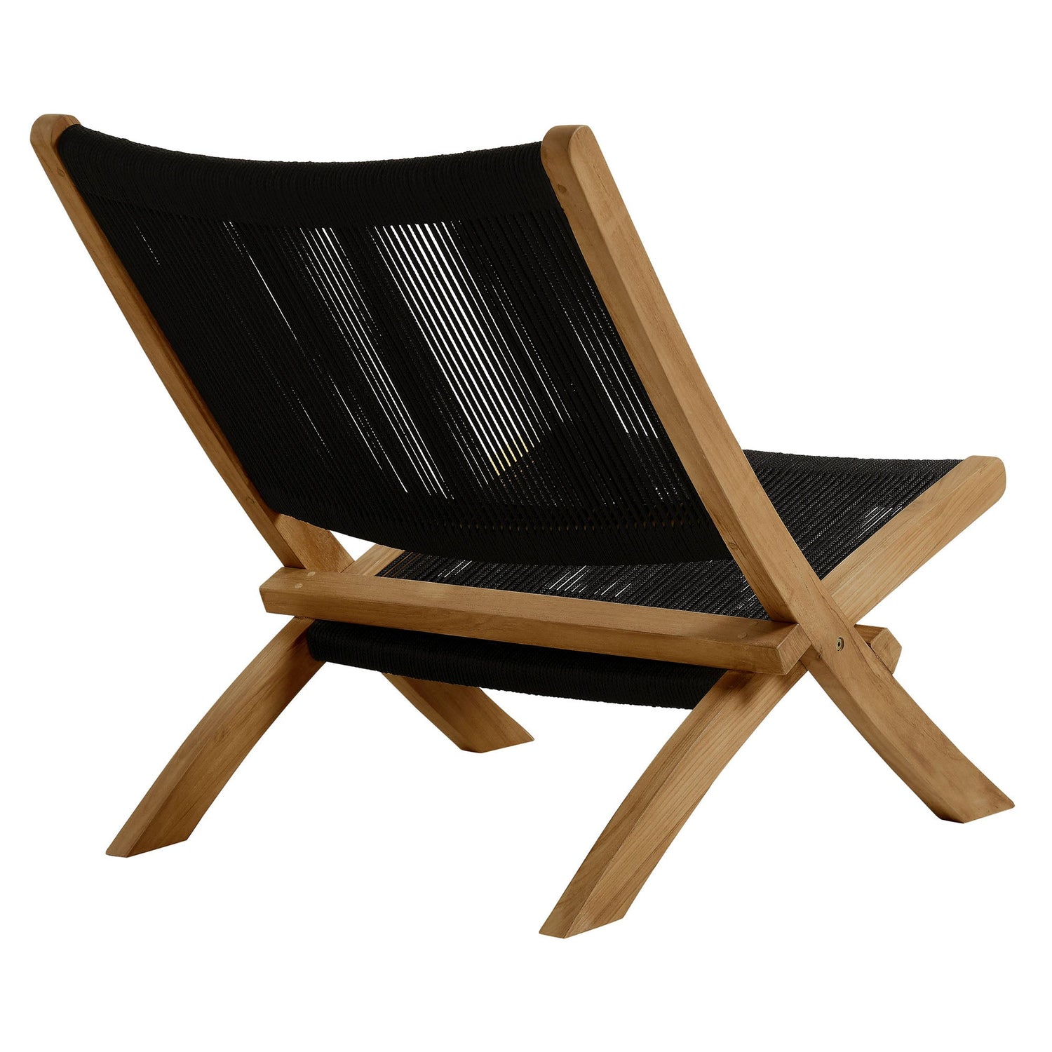 Vienna Outdoor Patio Teak and Rope Folding Accent Lounge Chair By HouseBean