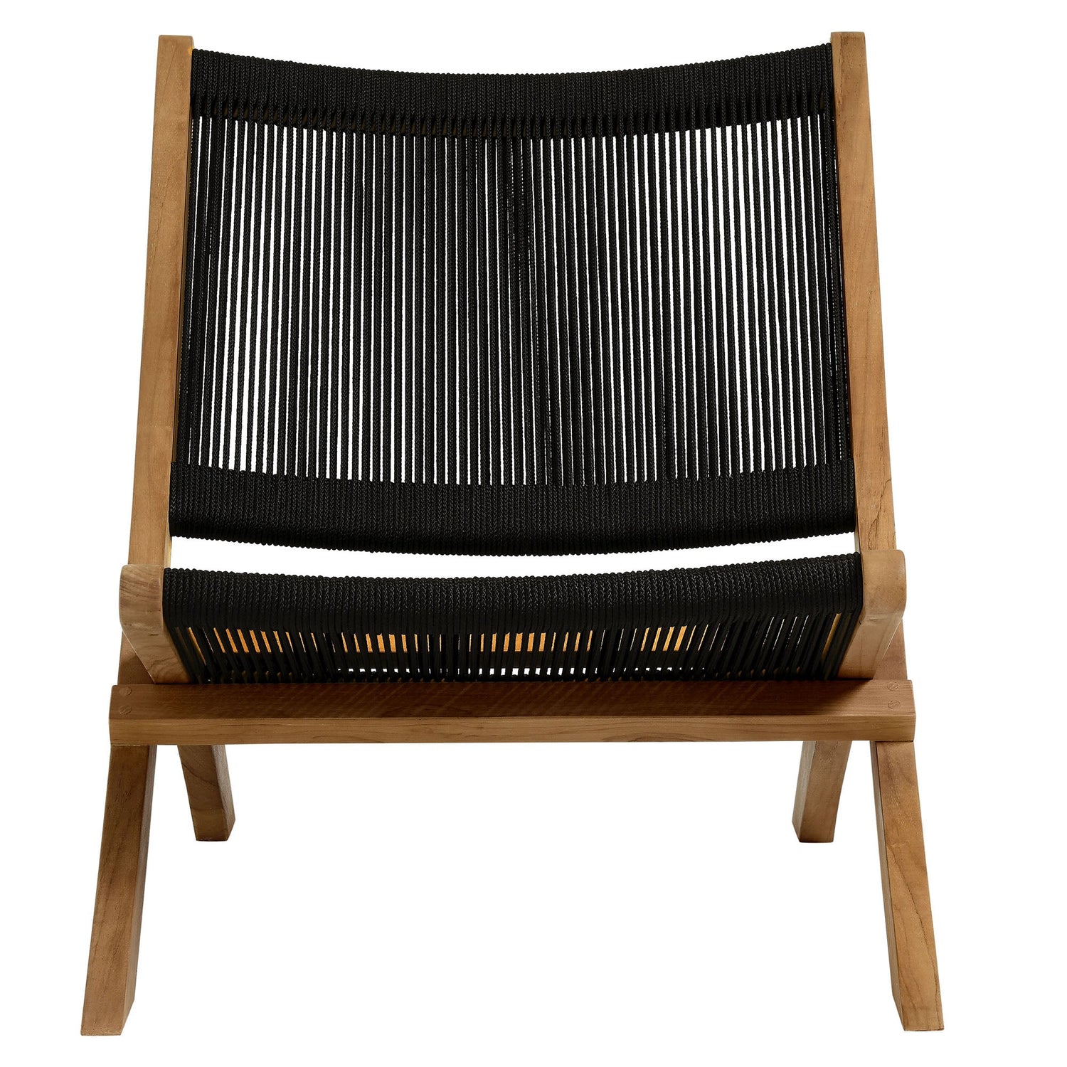 Vienna Outdoor Patio Teak and Rope Folding Accent Lounge Chair By HouseBean