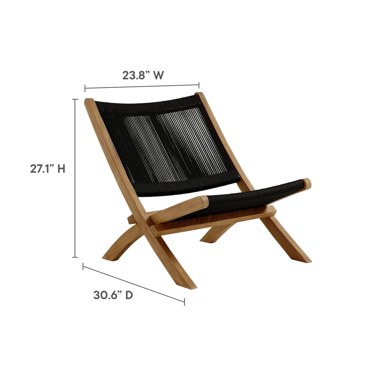 Vienna Outdoor Patio Teak and Rope Folding Accent Lounge Chair By HouseBean