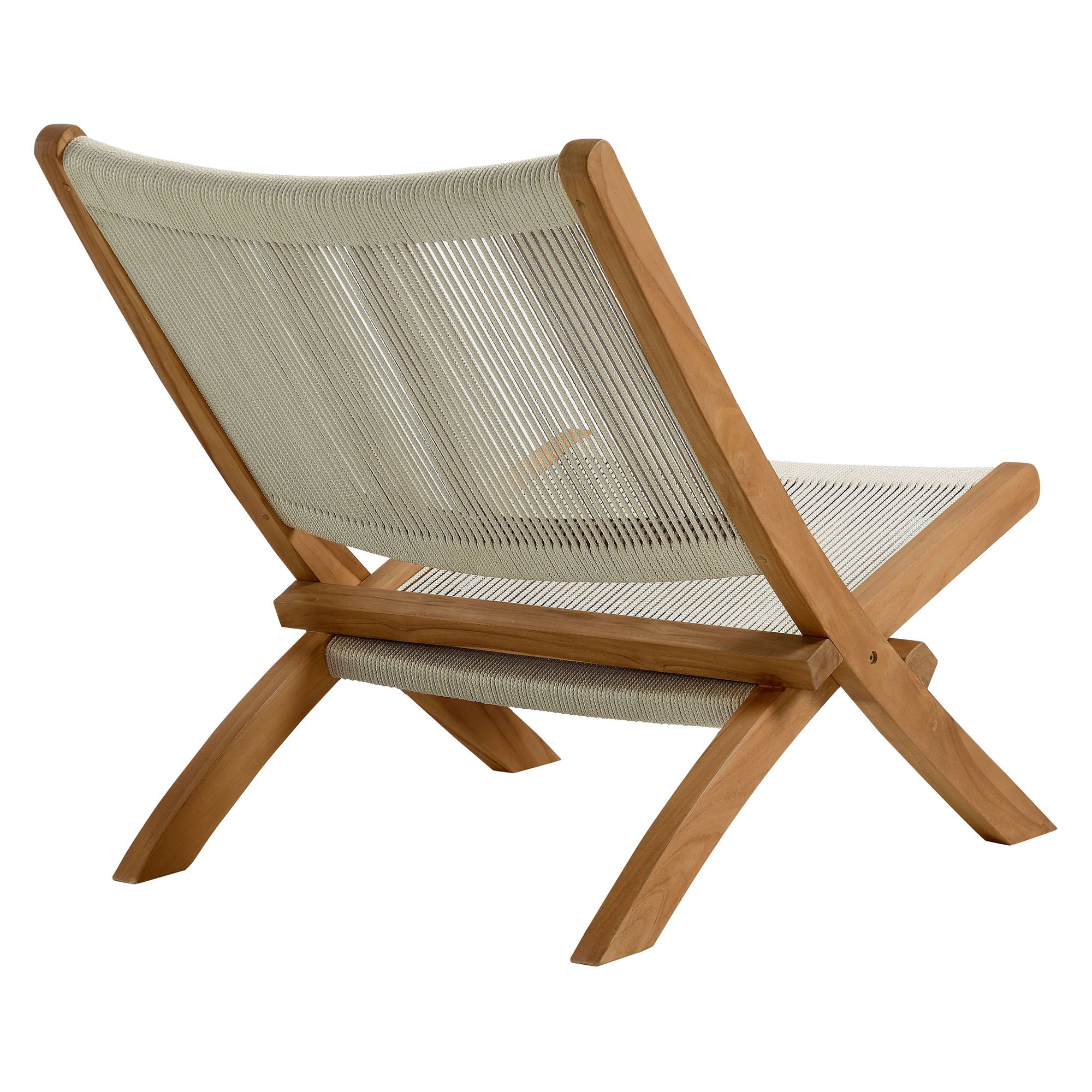 Vienna Outdoor Patio Teak and Rope Folding Accent Lounge Chair By HouseBean