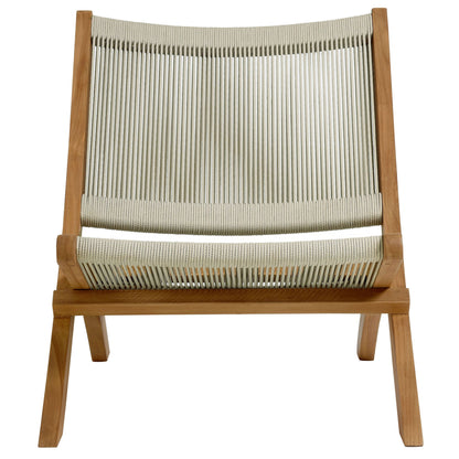 Vienna Outdoor Patio Teak and Rope Folding Accent Lounge Chair By HouseBean