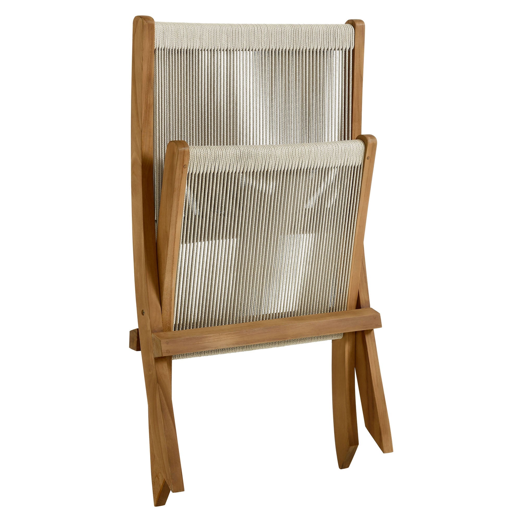 Vienna Outdoor Patio Teak and Rope Folding Accent Lounge Chair By HouseBean