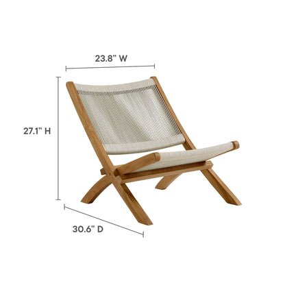 Vienna Outdoor Patio Teak and Rope Folding Accent Lounge Chair By HouseBean