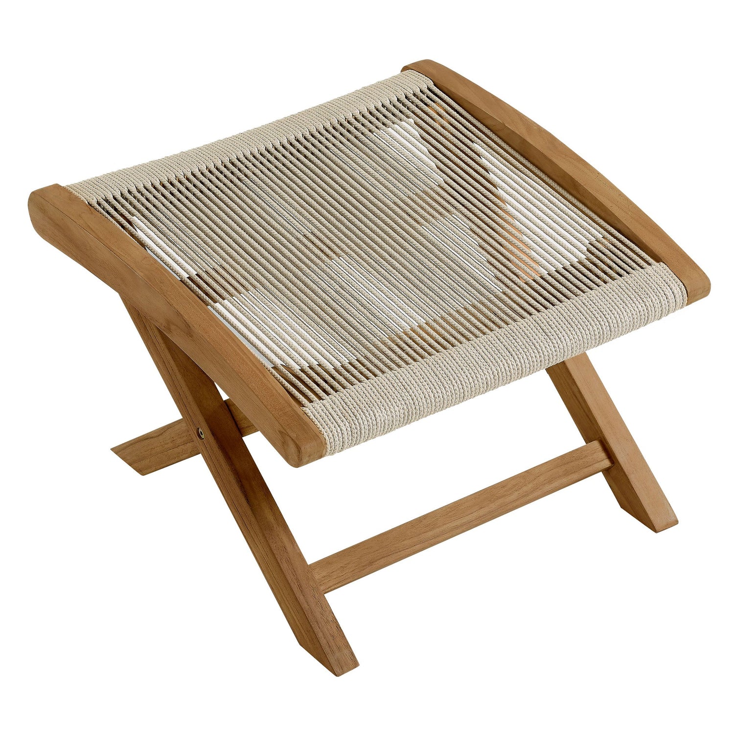 Vienna Outdoor Patio Teak and Rope Folding Ottoman by Modway