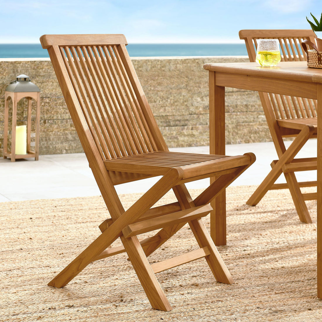 Vienna Outdoor Patio Teak Wood Folding Dining Chairs Set of 4 By HouseBean