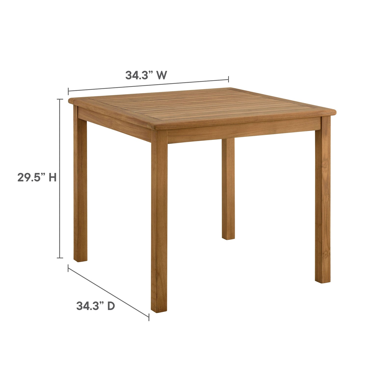 Vienna 34&quot; Square Outdoor Patio Teak Wood Dining Table by Modway