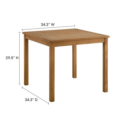 Vienna 34&quot; Square Outdoor Patio Teak Wood Dining Table by Modway