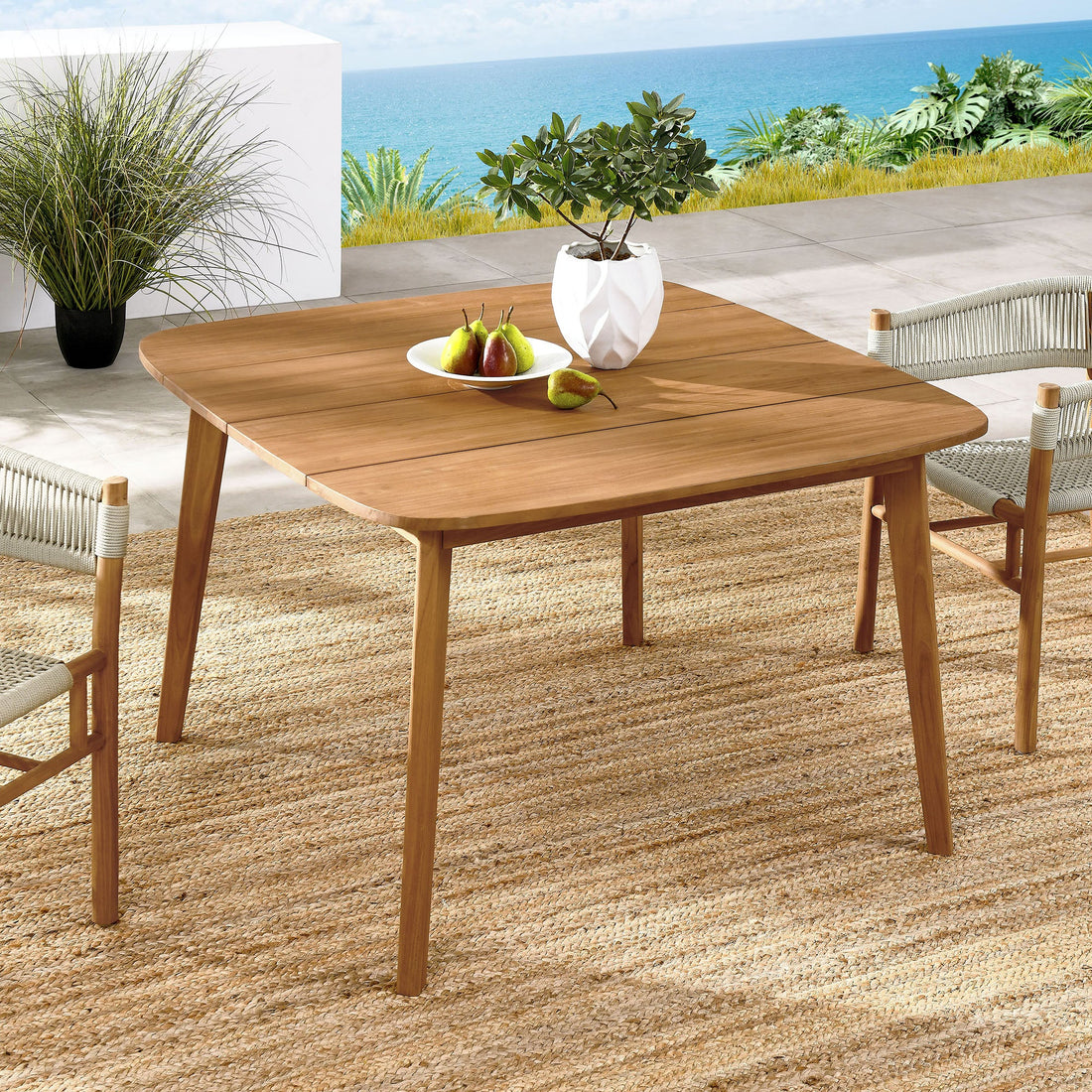 Vienna 46&quot; Square Outdoor Patio Teak Wood Dining Table by Modway