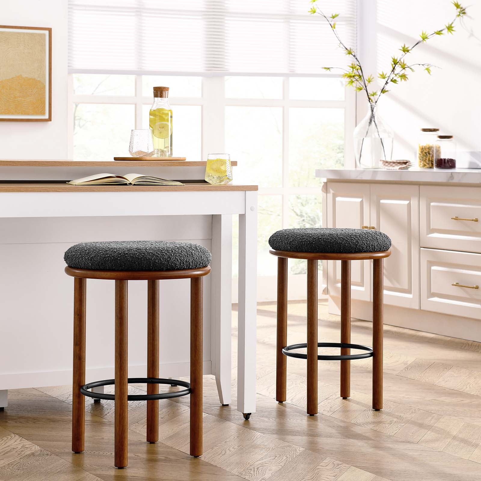 Fable Boucle Fabric Counter Stools - Set of 2