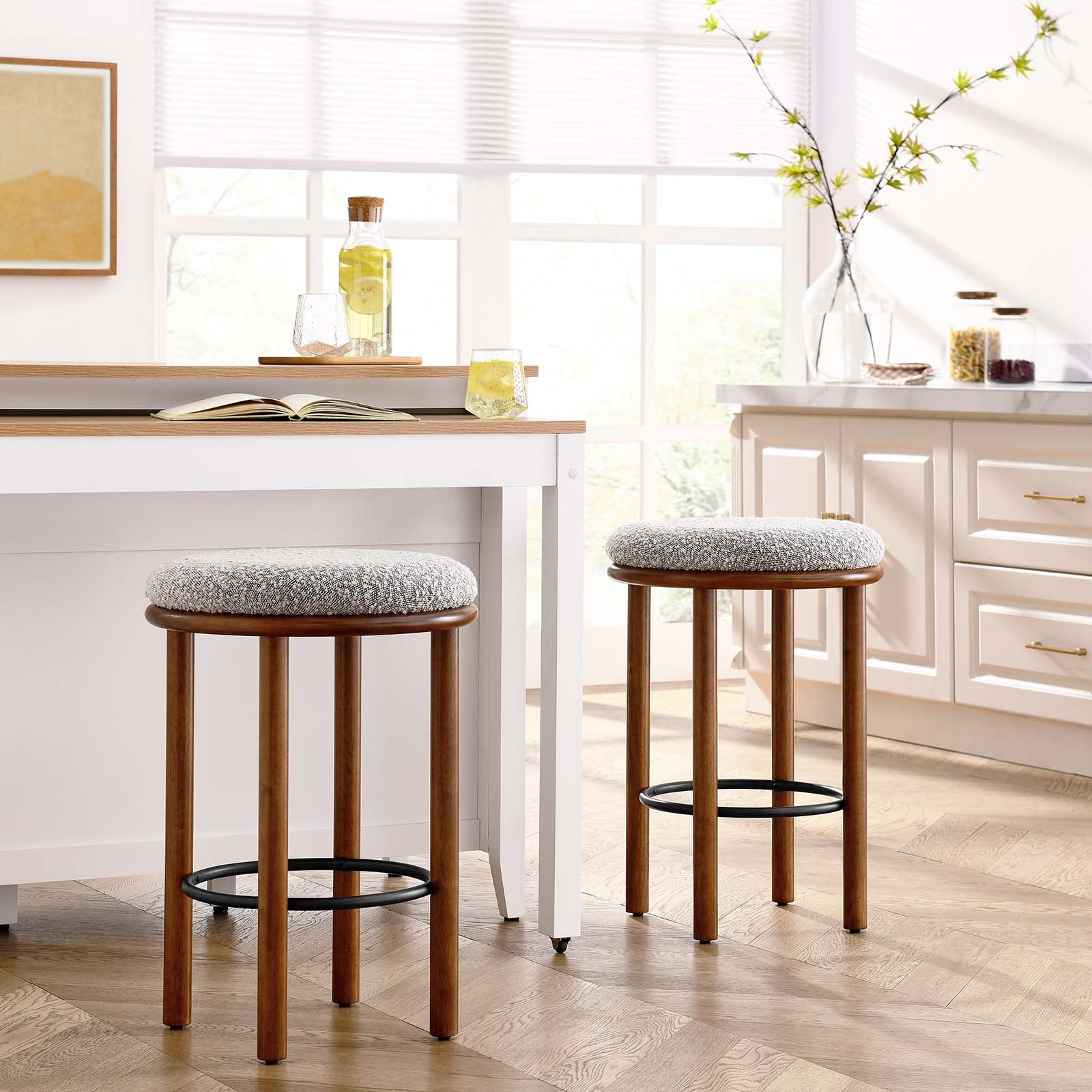 Fable Boucle Fabric Counter Stools - Set of 2