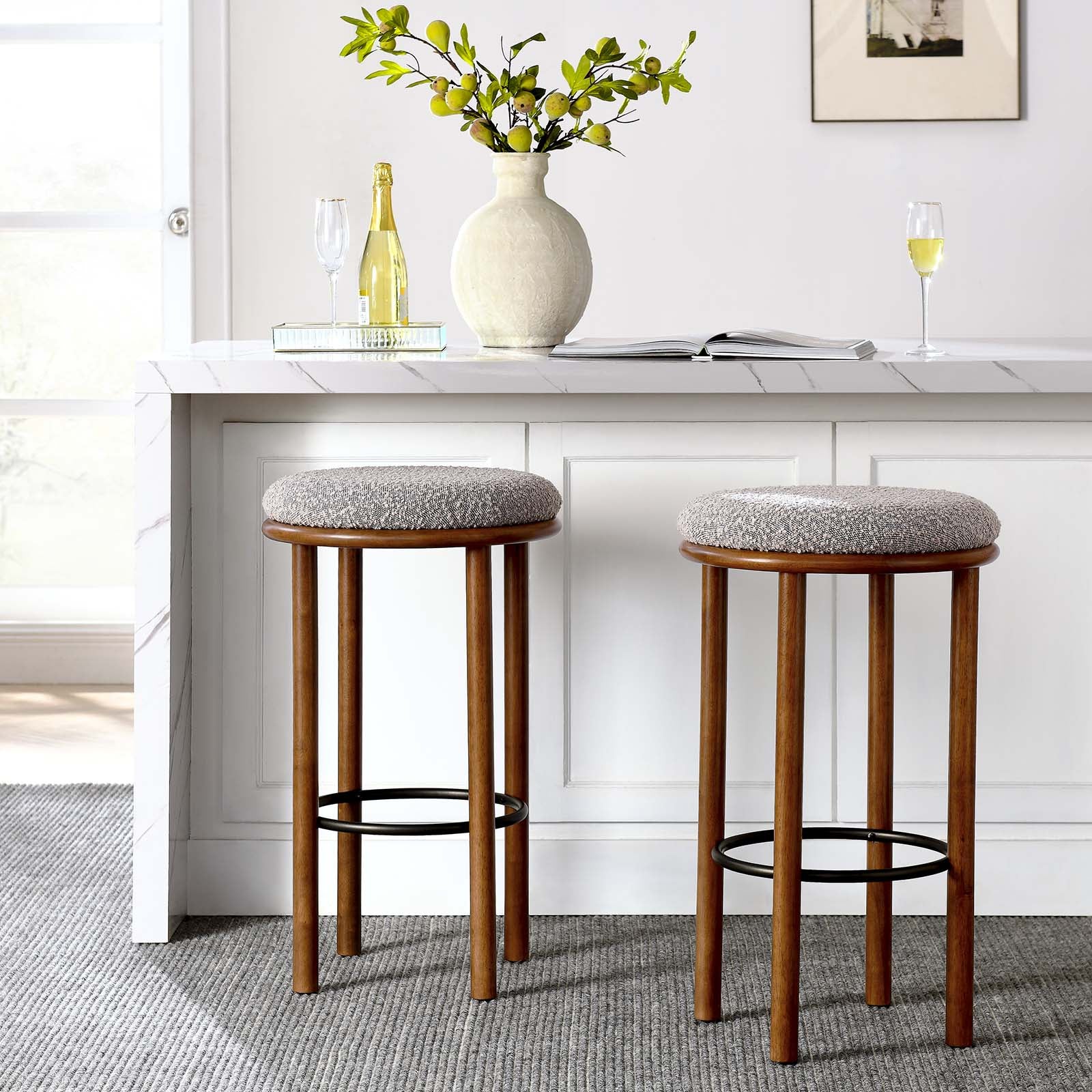 Fable Boucle Fabric Bar Stools - Set of 2