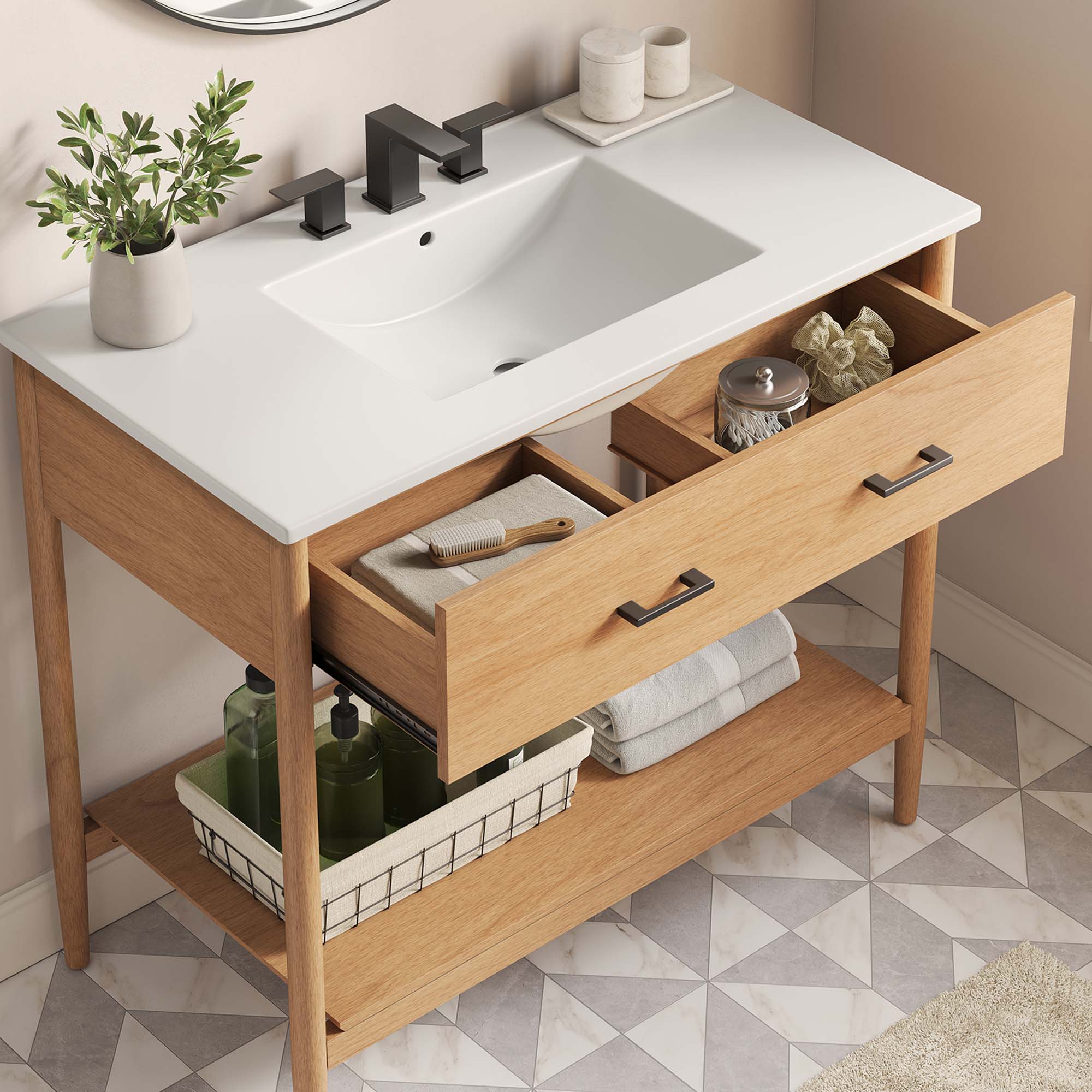 Zaire Bathroom Vanity Basin Included By HouseBean