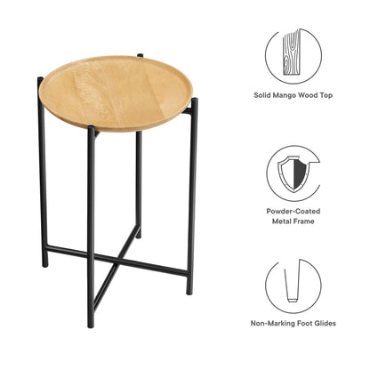 Xilo Round Wood and Metal Side Table