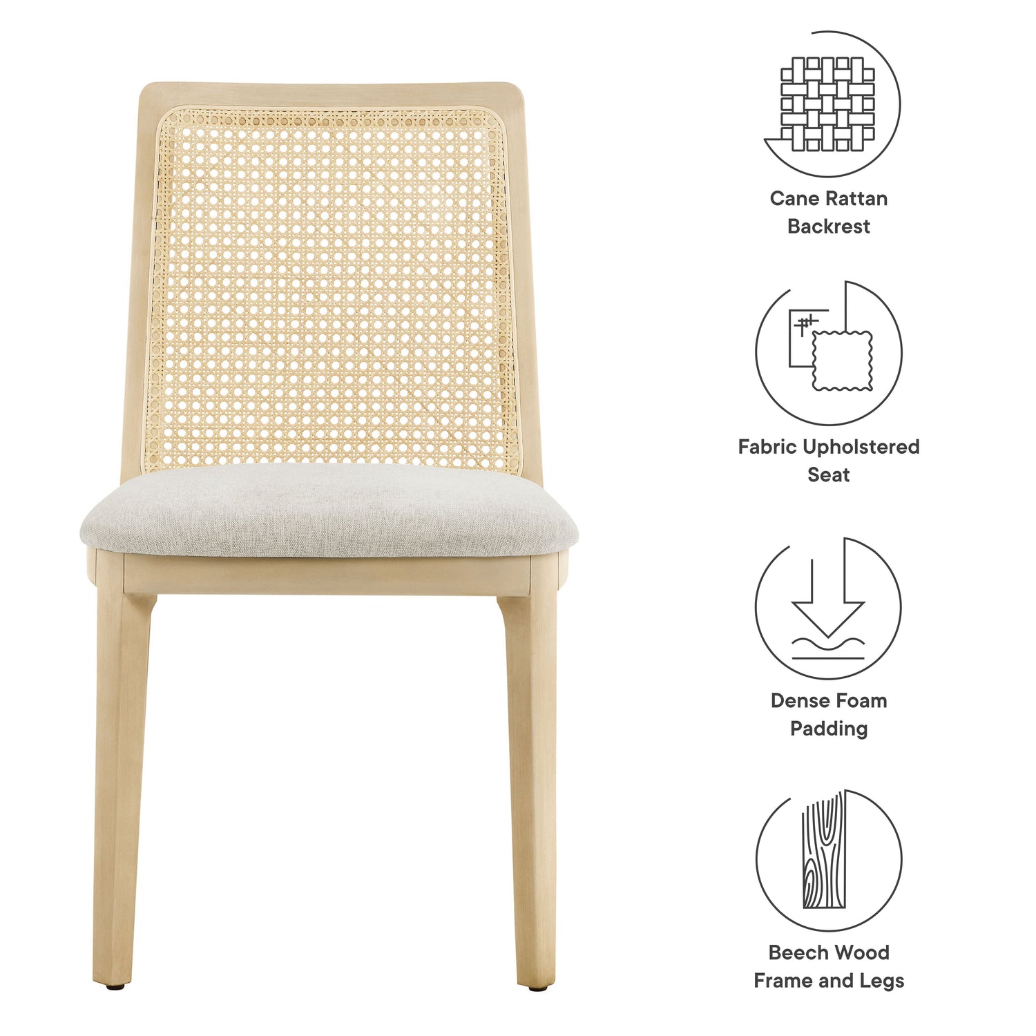 Monarch Beech Wood and Rattan Dining Side Chair by Modway