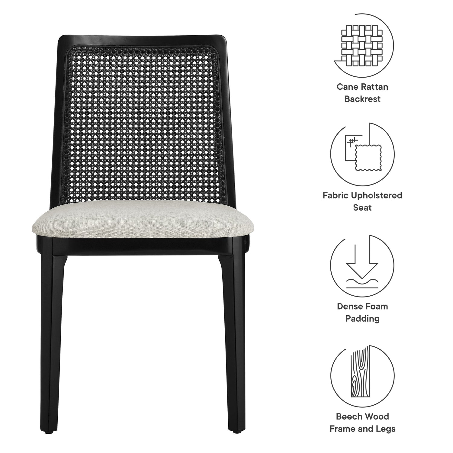Monarch Beech Wood and Rattan Dining Side Chair by Modway