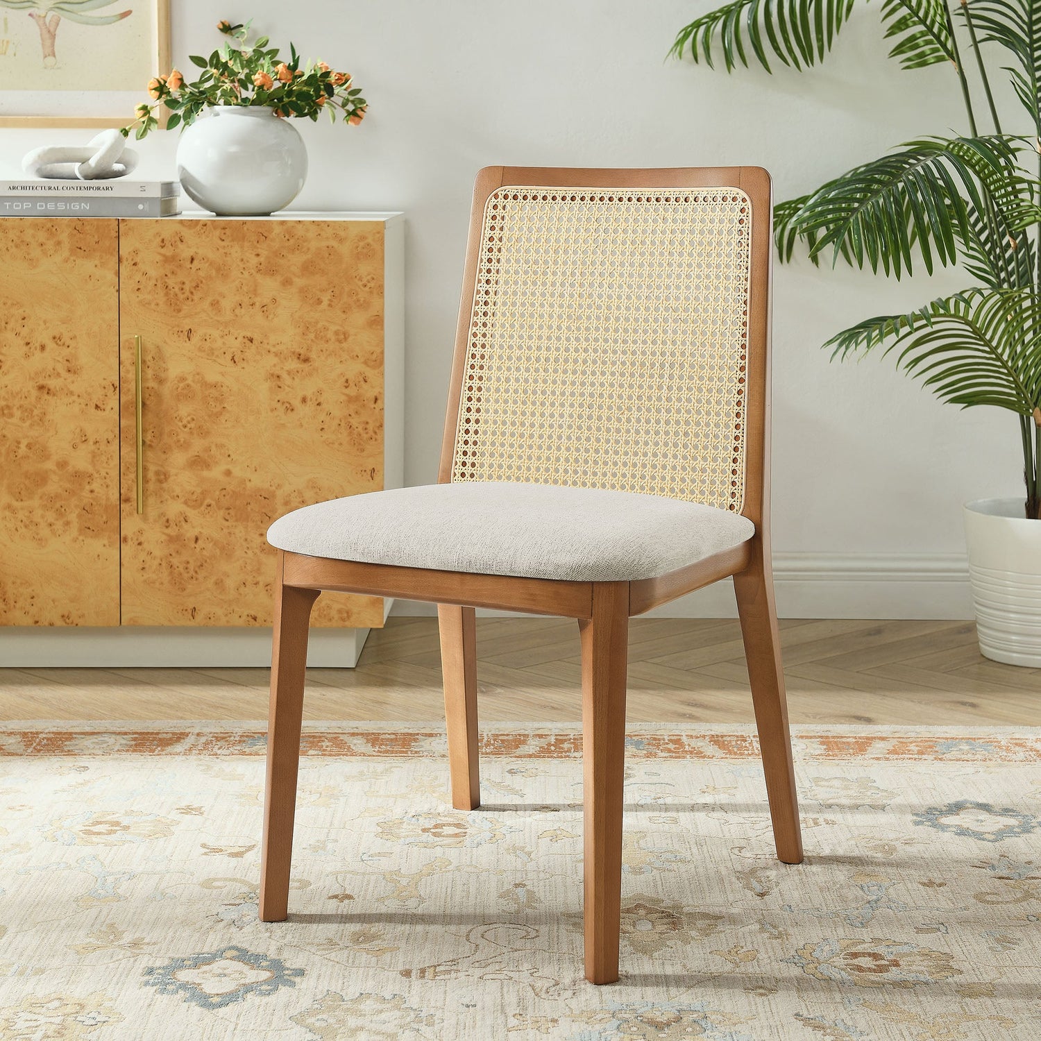 Monarch Beech Wood and Rattan Dining Side Chair by Modway