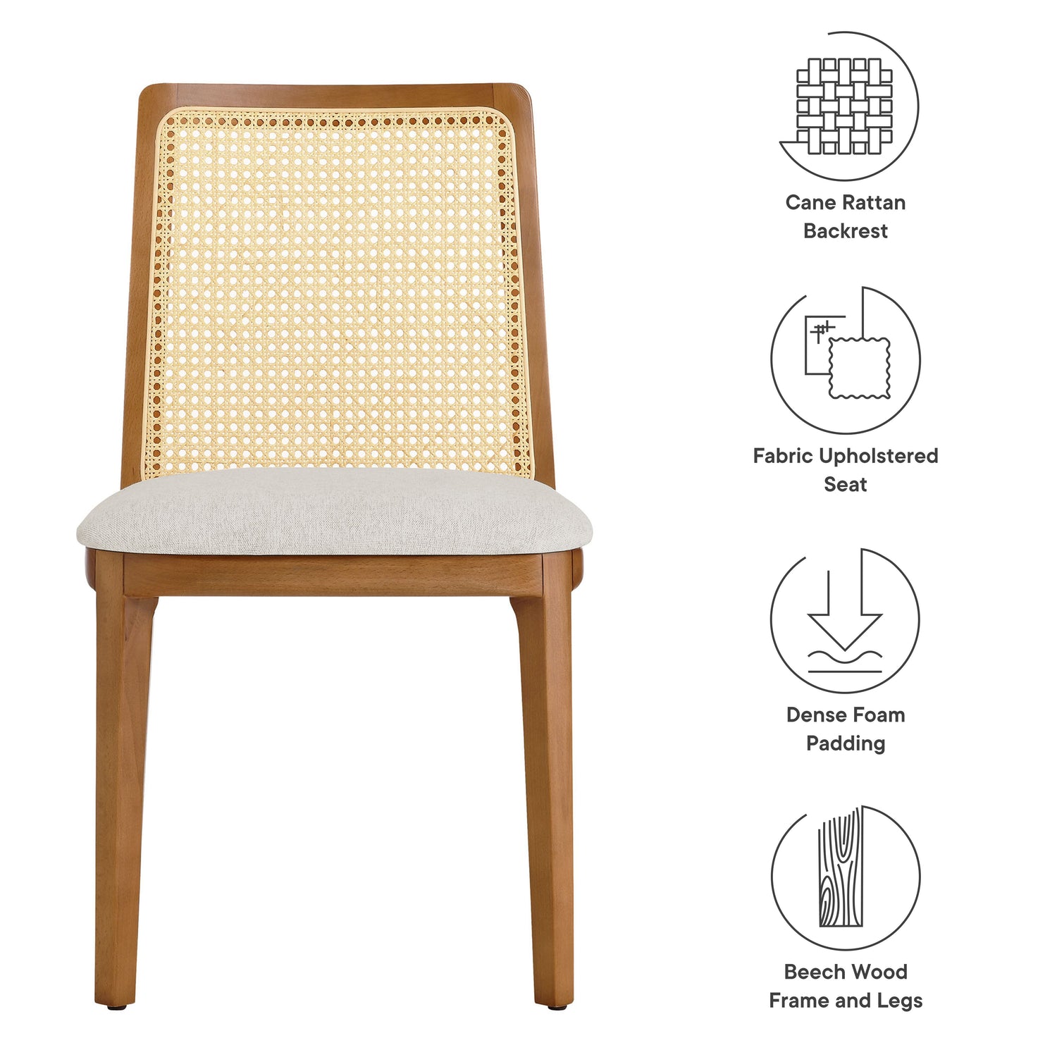 Monarch Beech Wood and Rattan Dining Side Chair by Modway