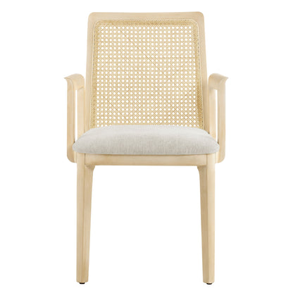Monarch Beech Wood and Rattan Dining Armchair by Modway