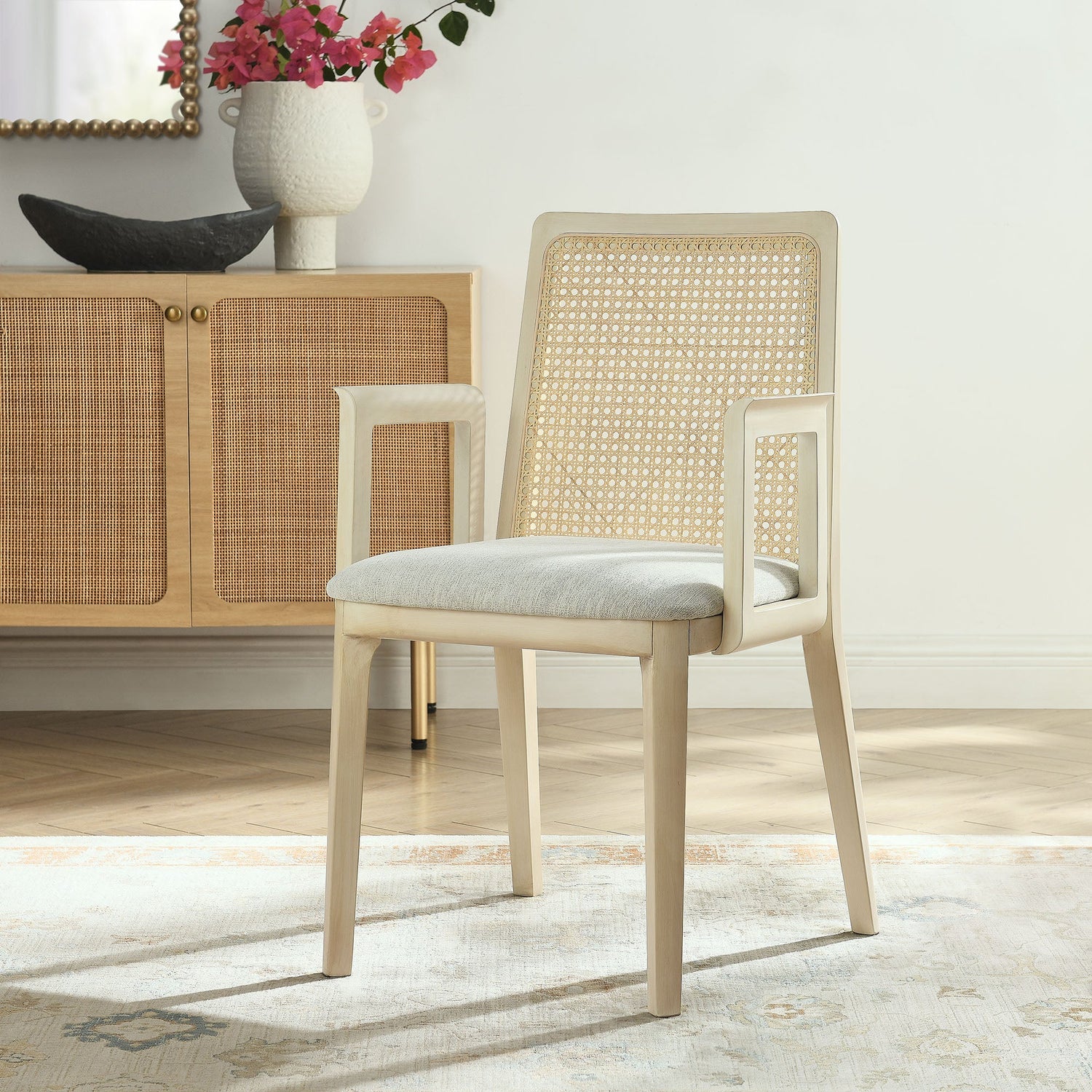 Monarch Beech Wood and Rattan Dining Armchair by Modway