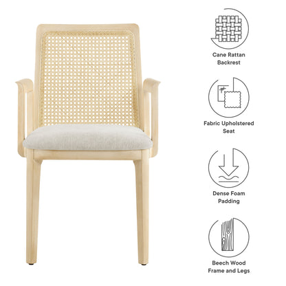 Monarch Beech Wood and Rattan Dining Armchair by Modway