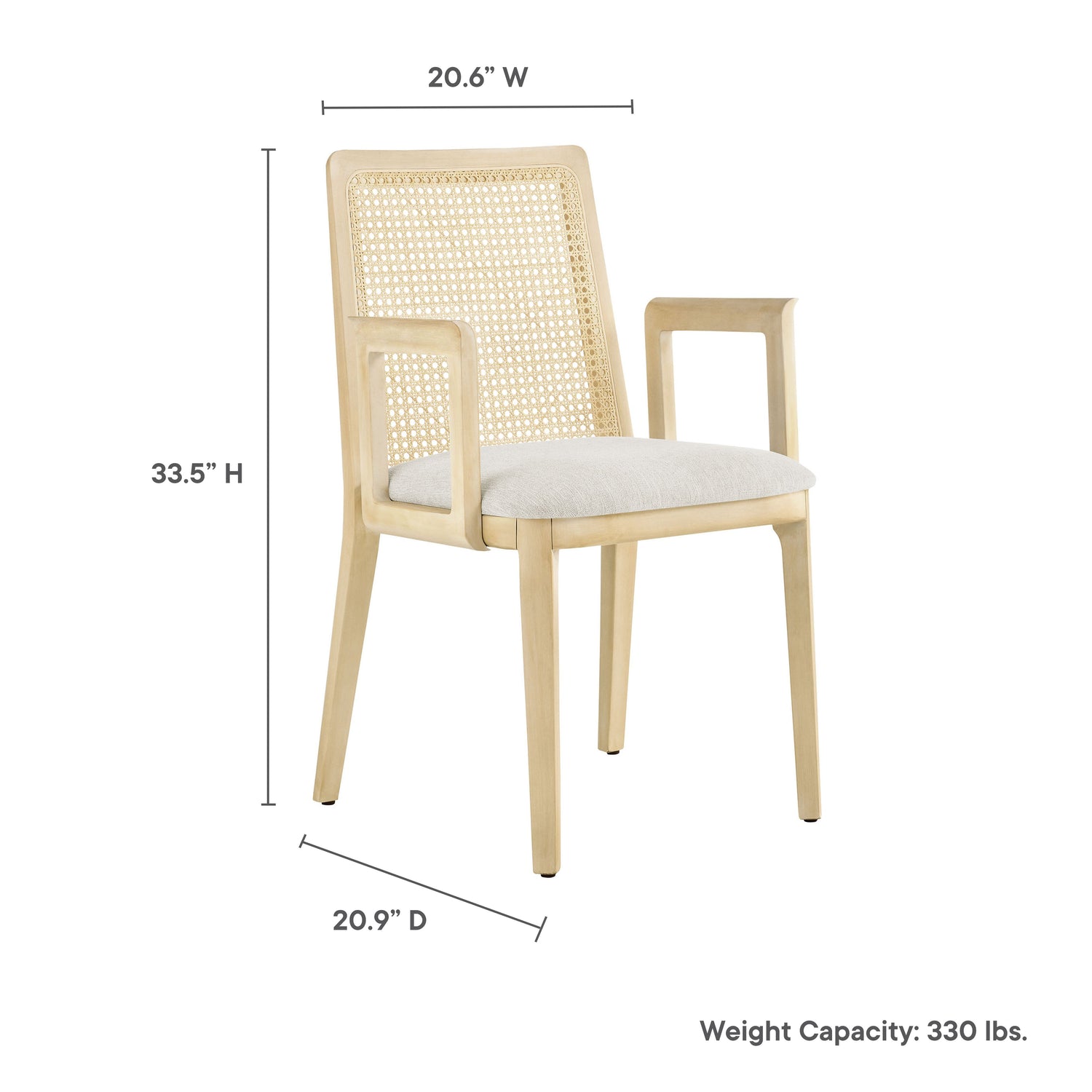 Monarch Beech Wood and Rattan Dining Armchair by Modway