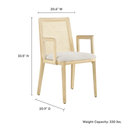 Monarch Beech Wood and Rattan Dining Armchair by Modway