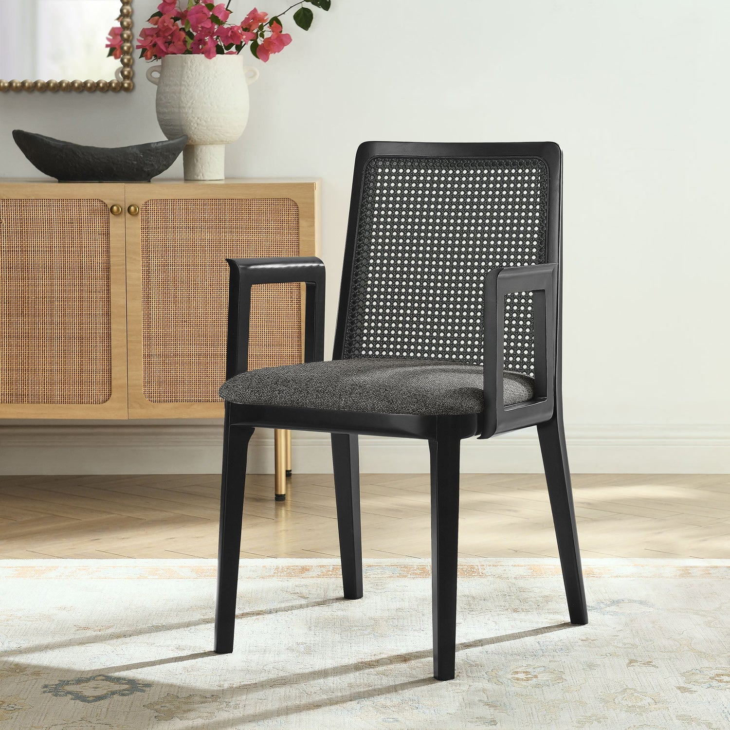 Monarch Beech Wood and Rattan Dining Armchair by Modway