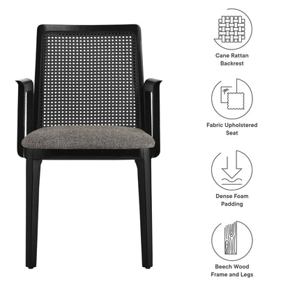 Monarch Beech Wood and Rattan Dining Armchair by Modway