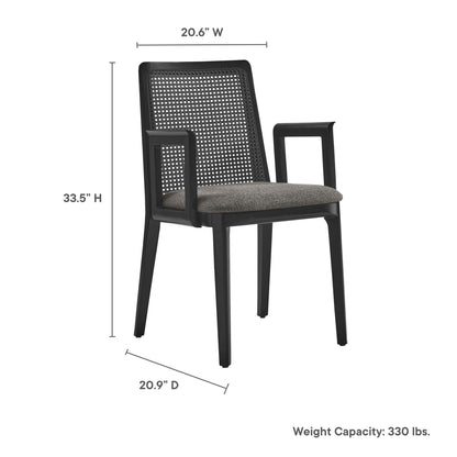 Monarch Beech Wood and Rattan Dining Armchair by Modway