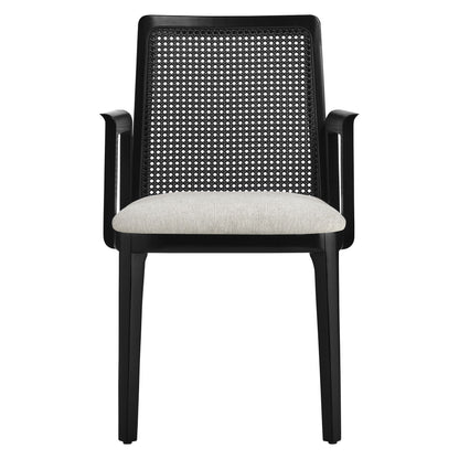 Monarch Beech Wood and Rattan Dining Armchair by Modway