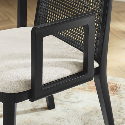 Monarch Beech Wood and Rattan Dining Armchair by Modway