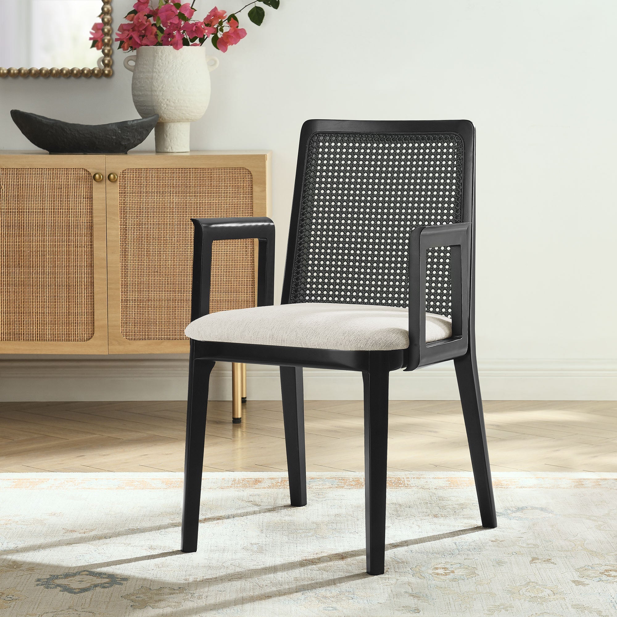 Monarch Beech Wood and Rattan Dining Armchair by Modway