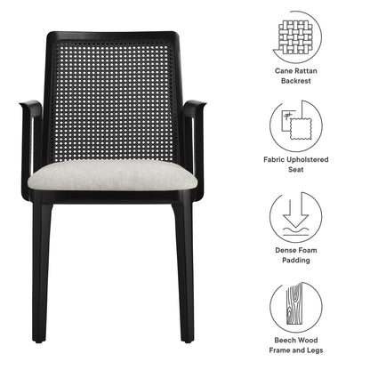 Monarch Beech Wood and Rattan Dining Armchair by Modway
