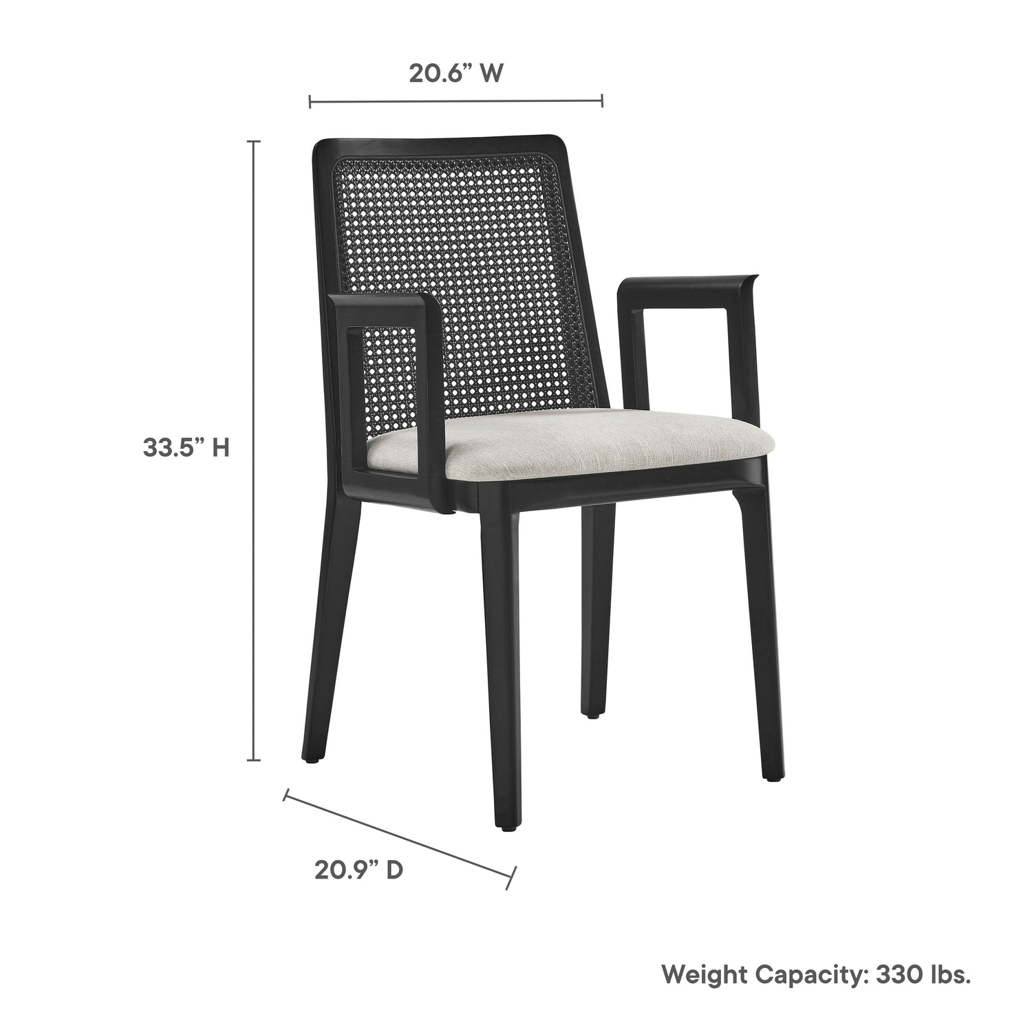 Monarch Beech Wood and Rattan Dining Armchair by Modway